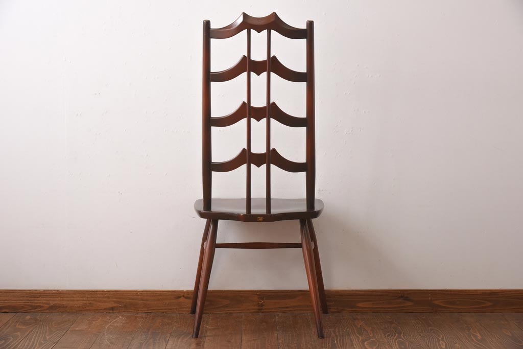 ヴィンテージ家具　イギリスビンテージ　ERCOL(アーコール)　希少!洗練された佇まいのラダーバックチェア(ダイニングチェア、椅子)(R-038473)