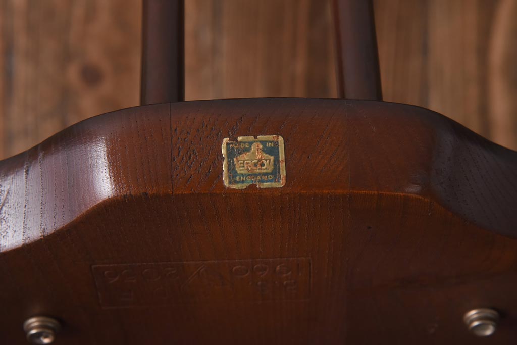 ヴィンテージ家具　イギリスビンテージ　ERCOL(アーコール)　希少!洗練された佇まいのラダーバックチェア(ダイニングチェア、椅子)(R-038474)