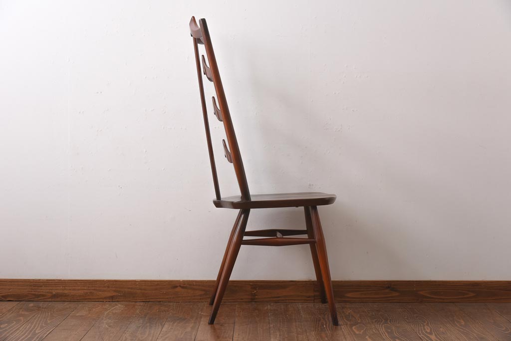 ヴィンテージ家具　イギリスビンテージ　ERCOL(アーコール)　希少!洗練された佇まいのラダーバックチェア(ダイニングチェア、椅子)(R-038475)