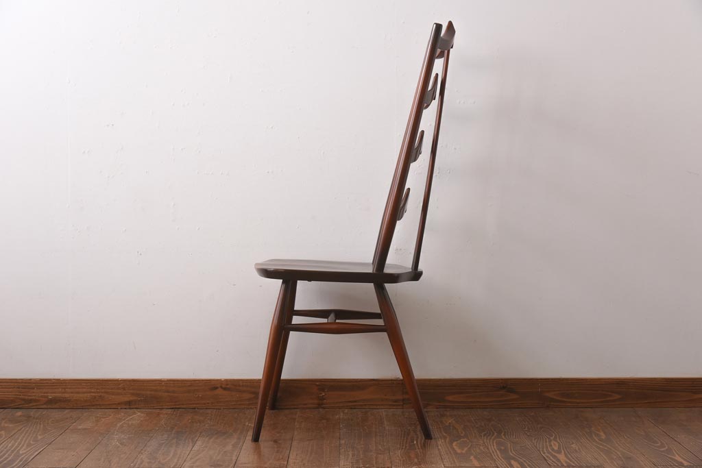 ヴィンテージ家具　イギリスビンテージ　ERCOL(アーコール)　希少!洗練された佇まいのラダーバックチェア(ダイニングチェア、椅子)(R-038475)