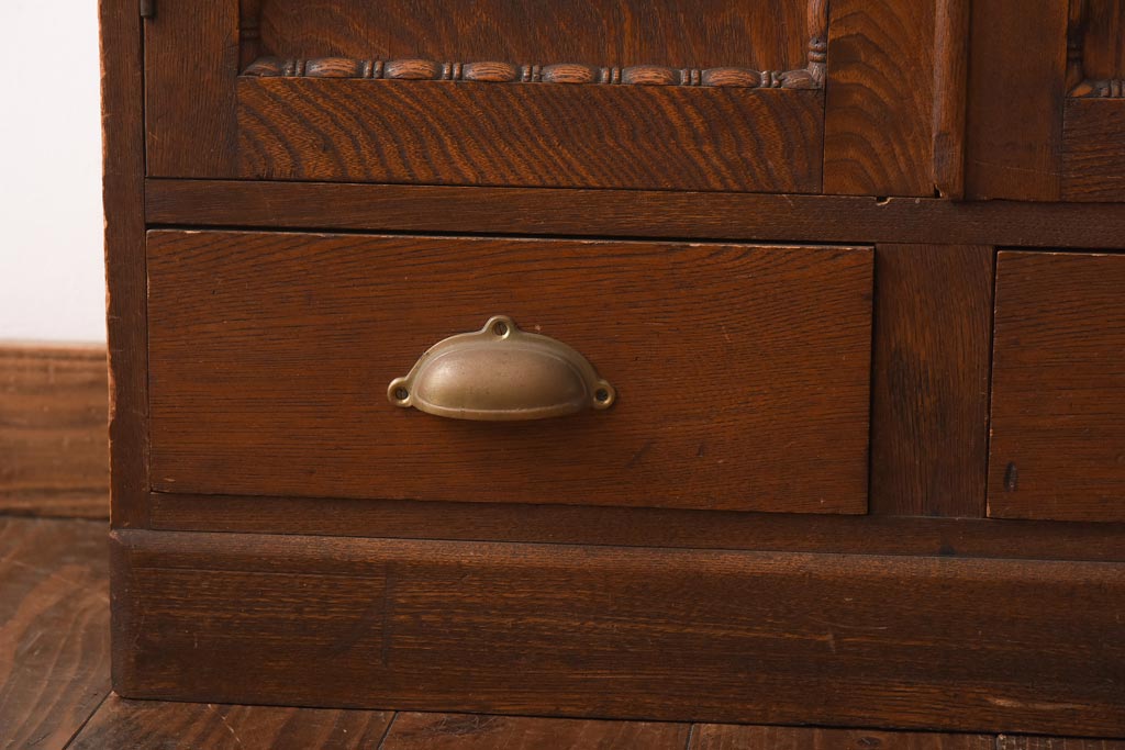 アンティーク家具　和製アンティーク　昭和レトロ　独特の木目が楽しめる古い本箱(収納棚、ブックケース)(R-038482)