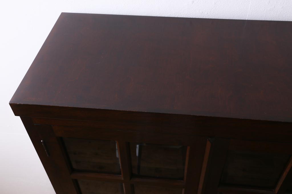 中古　松本民芸家具　シックな佇まいが魅力のG-1型面取り食器棚(収納棚、カップボード)(R-038531)