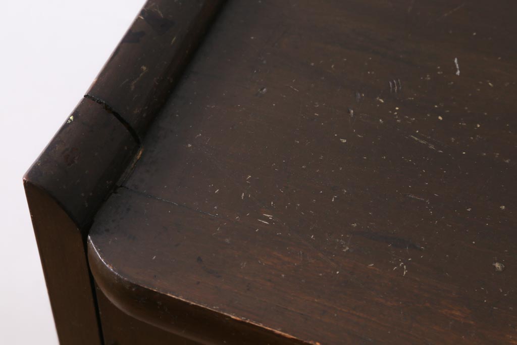 レトロ家具　昭和レトロ　昭和中期　モールガラス入り　濃い色味が味わい深いブックケース(本箱、キャビネット)(R-038544)