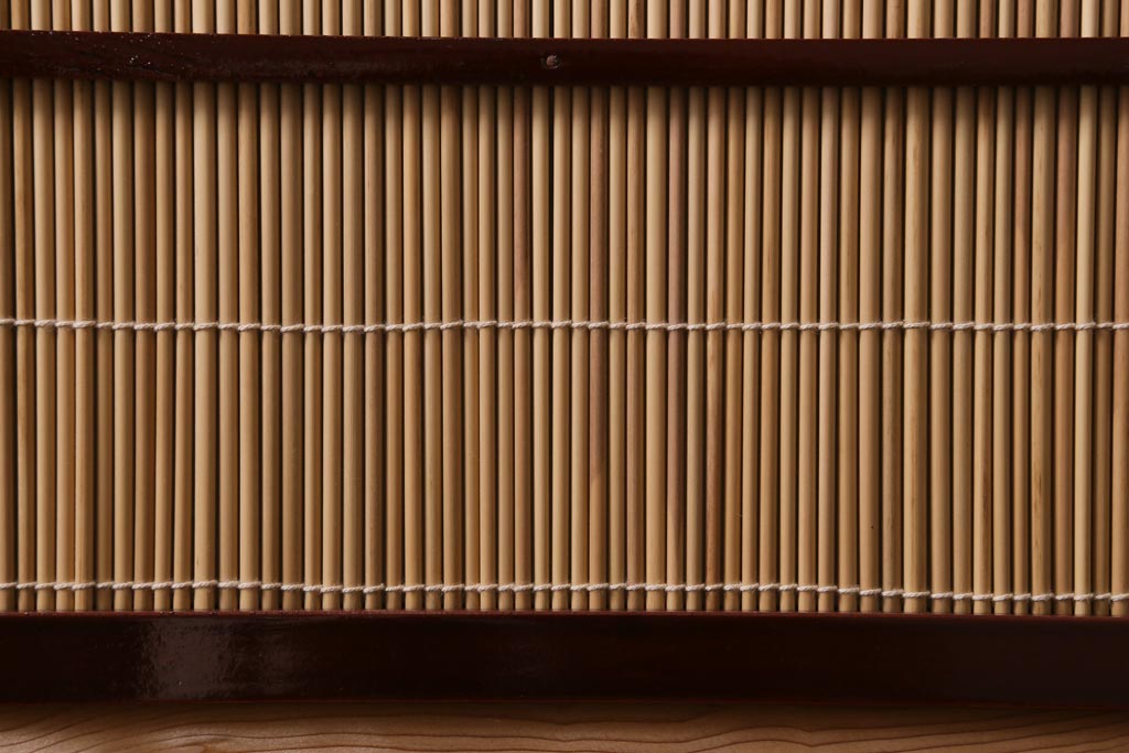 ビンテージ家具　和製ビンテージ 　昭和中期　すだれが涼やかな印象の四連折り畳み式パーテーション(衝立、仕切り)(R-038555)