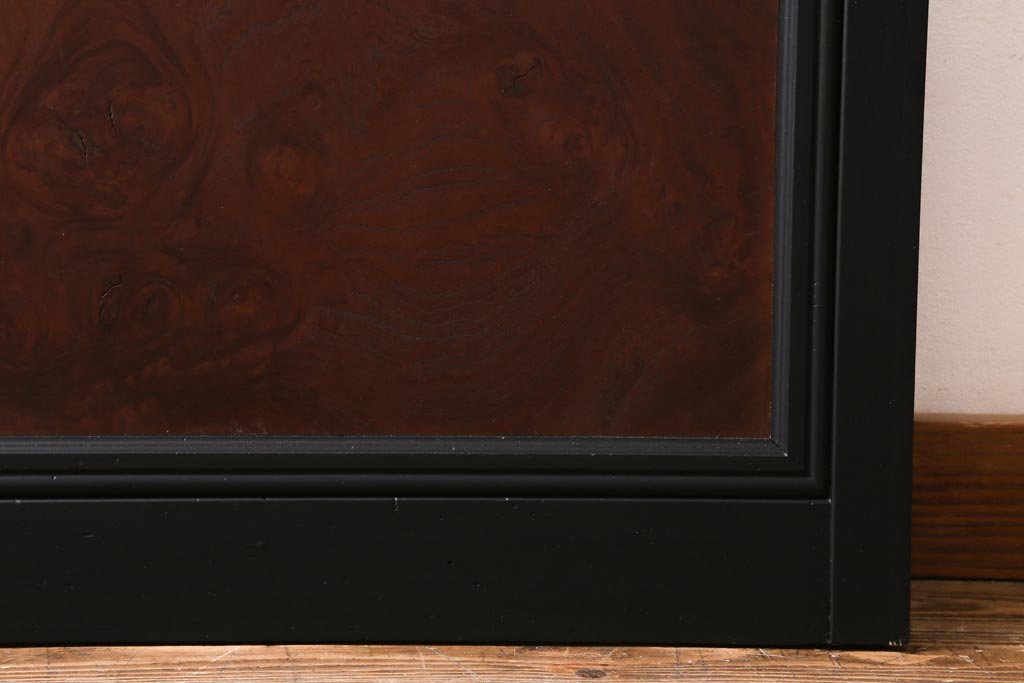 アンティーク建具　和製アンティーク　昭和初期　腰板ケヤキ材　ダイヤガラス入り　上手物!玉杢が魅力的なガラス戸1枚(引き戸、建具)(R-038566)
