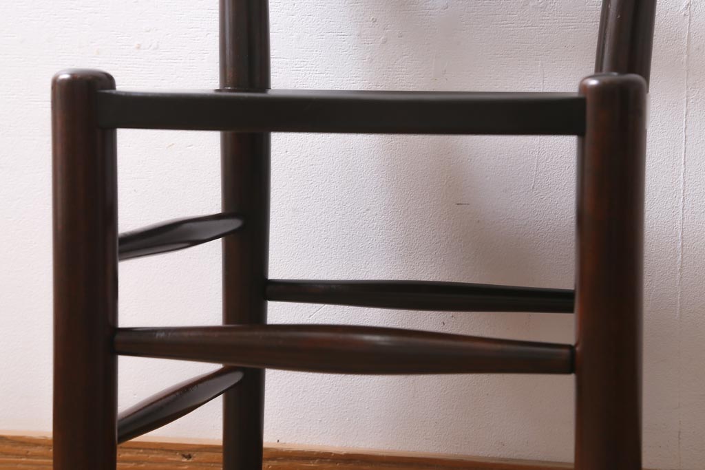 中古　松本民芸家具　シンプルなデザインが魅力的なラダーバックチェア(ダイニングチェア、椅子)(R-038602)