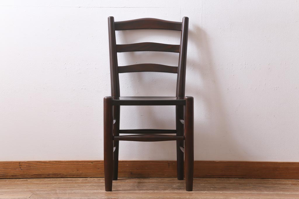 中古　松本民芸家具　シンプルなデザインが魅力的なラダーバックチェア(ダイニングチェア、椅子)(R-038604)