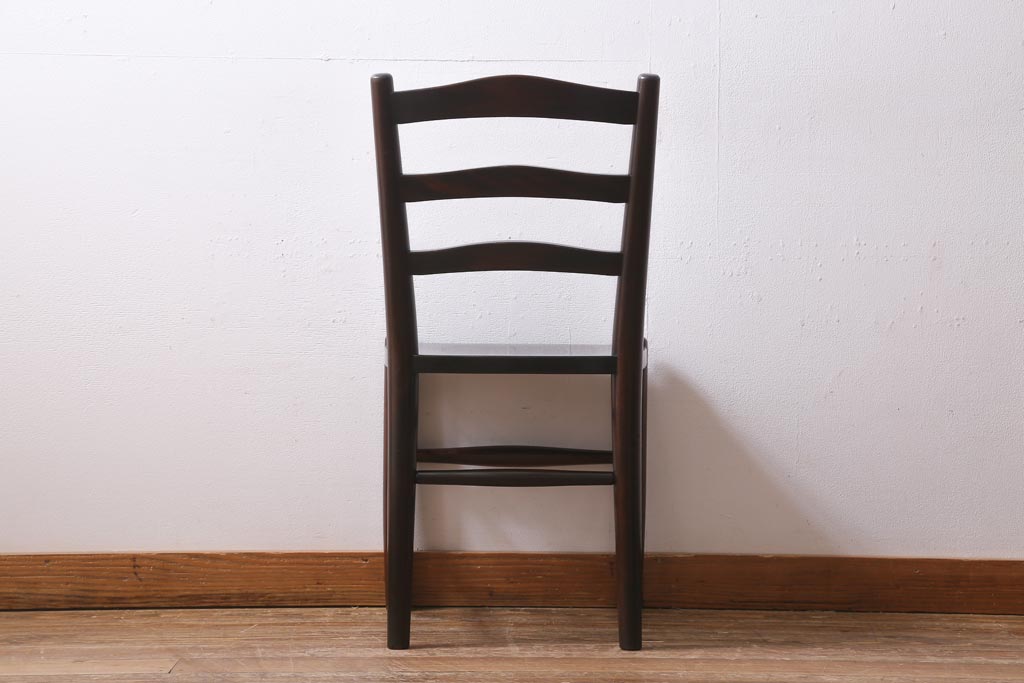 中古　松本民芸家具　シンプルなデザインが魅力的なラダーバックチェア(ダイニングチェア、椅子)(R-038607)