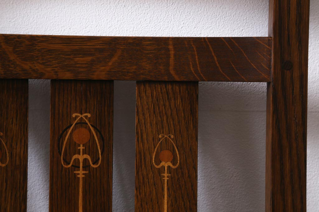 中古　アメリカ　Stickley(スティックレー、スティックレイ)社　象嵌入り　ミッションスタイル　サイドチェア(椅子、ダイニングチェア)(R-038608)