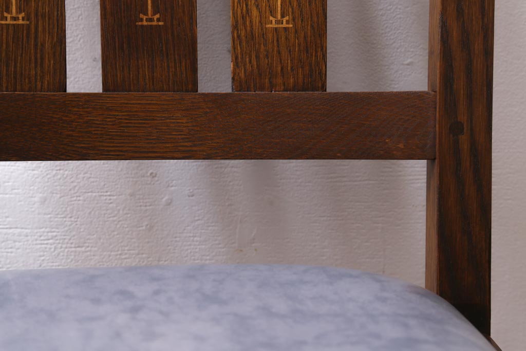 中古　アメリカ　Stickley(スティックレー、スティックレイ)社　象嵌入り　ミッションスタイル　サイドチェア(椅子、ダイニングチェア)(R-038608)