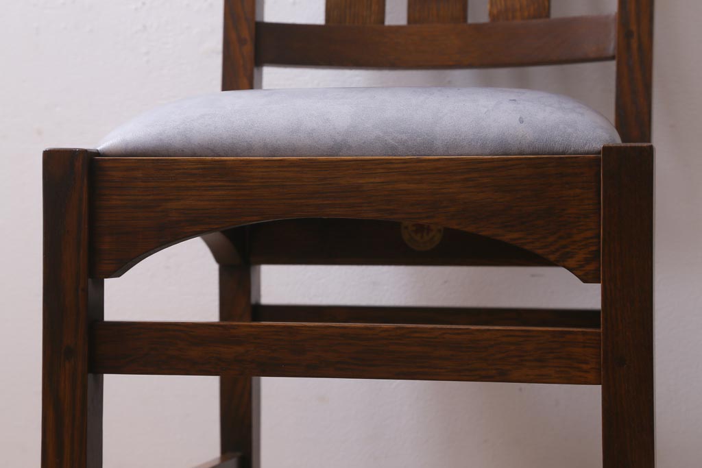 中古　アメリカ　Stickley(スティックレー、スティックレイ)社　象嵌入り　ミッションスタイル　サイドチェア(椅子、ダイニングチェア)(R-038608)