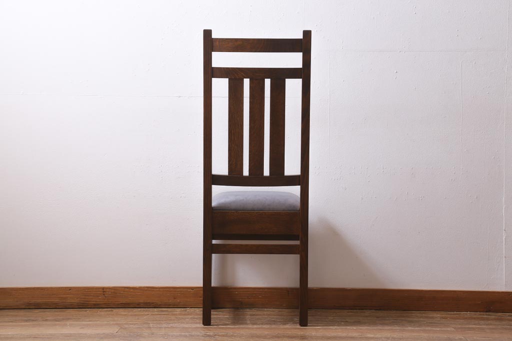 中古　アメリカ　Stickley(スティックレー、スティックレイ)社　象嵌入り　ミッションスタイル　サイドチェア(椅子、ダイニングチェア)(R-038608)