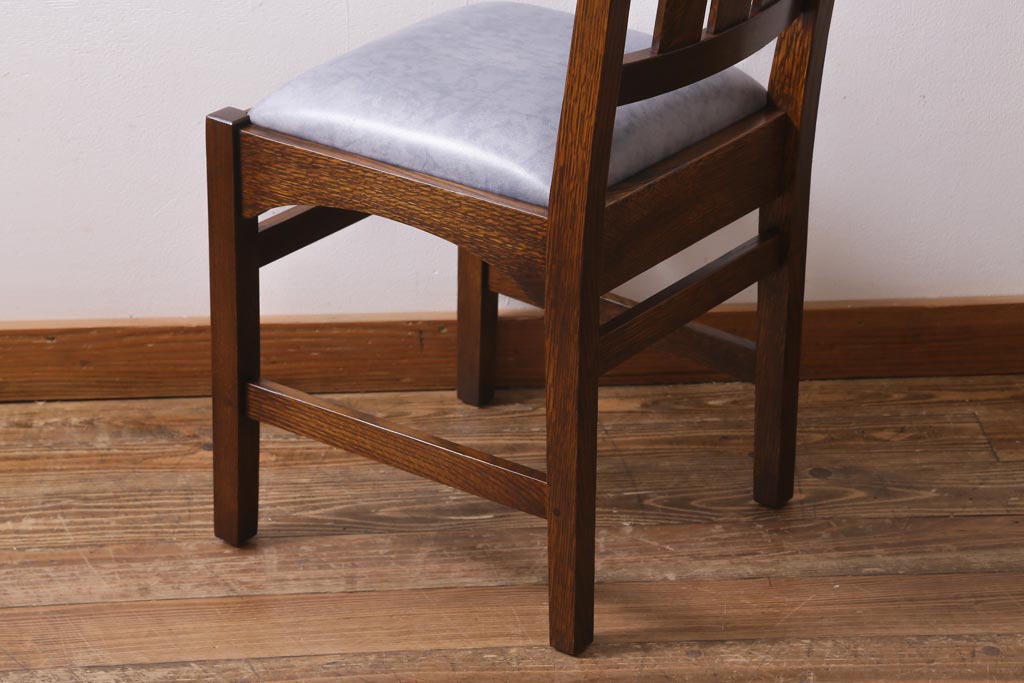 中古　アメリカ　Stickley(スティックレー、スティックレイ)社　象嵌入り　ミッションスタイル　サイドチェア(椅子、ダイニングチェア)(R-038608)