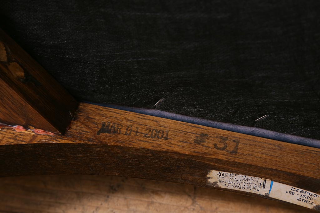 中古　アメリカ　Stickley(スティックレー、スティックレイ)社　象嵌入り　ミッションスタイル　サイドチェア(椅子、ダイニングチェア)(R-038608)