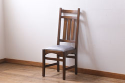中古　アメリカ　Stickley(スティックレー、スティックレイ)社　象嵌入り　ミッションスタイル　サイドチェア(椅子、ダイニングチェア)(R-038608)