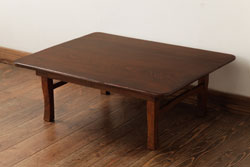 アンティーク家具　和製アンティーク　昭和初期　くっきりとした木目が魅力の角ちゃぶ台(座卓、ローテーブル)(R-038612)