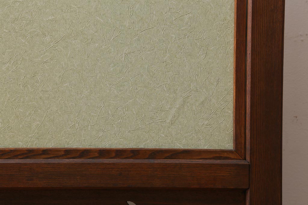 アンティーク家具　和製アンティーク　大正昭和初期　タモ材　透かし彫りが目を引く衝立(つい立て、パーテーション)(R-038638)