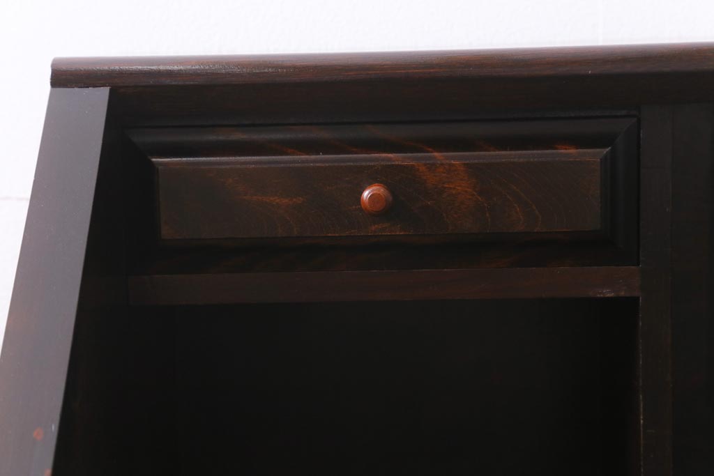 中古　松本民芸家具　H型　ボールフットが特徴的なライティングビューロー(簿記机、在宅ワーク、在宅用デスク)(R-038641)