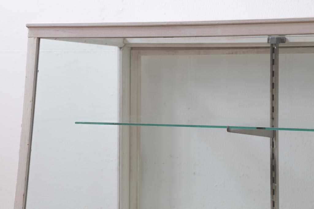 ペイント家具　イギリスヴィンテージ　ナチュラルスタイルにおすすめのガラスケース(ショーケース、陳列棚、ビンテージ)(R-038642)