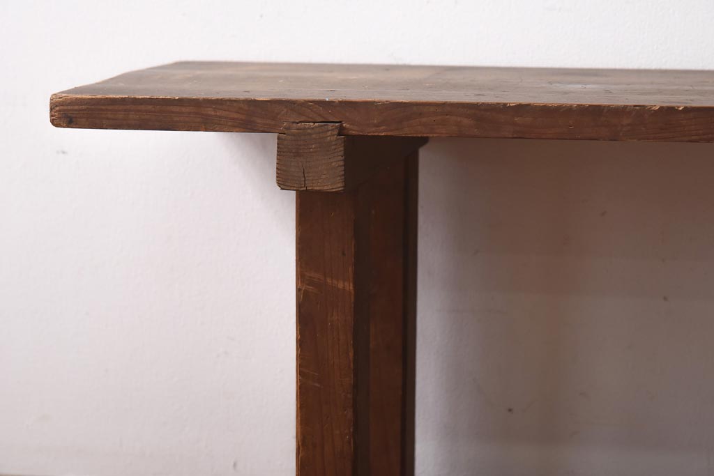 アンティーク家具　大正昭和初期　古びた木の風合いが魅力のシンプルなサイドテーブル(ディスプレイ台)(R-038689)