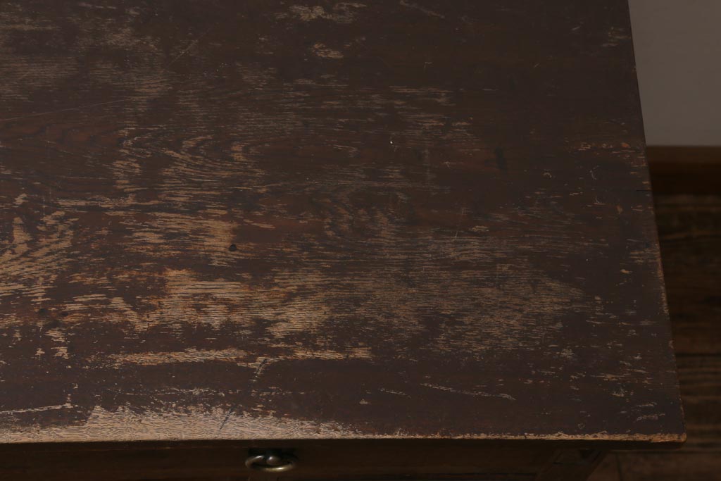 アンティーク家具　和製アンティーク　昭和初期　ナラ材　大正ロマン　洋館の雰囲気を醸し出す平机(デスク、ワークデスク、在宅ワーク、在宅用)(R-038703)