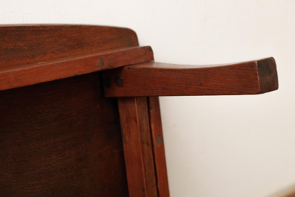 レトロ家具　昭和初期　天板一枚板　渋みのあるちゃぶ台(ローテーブル、花台)(R-038710)