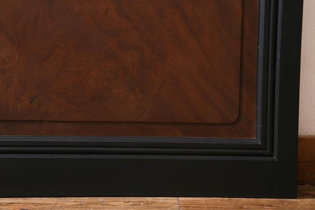 アンティーク建具　和製アンティーク　昭和初期　腰板ケヤキ材　ダイヤガラス入り　上手物!玉杢が魅力的なガラス戸2枚セット(引き戸、建具)(R-038718)
