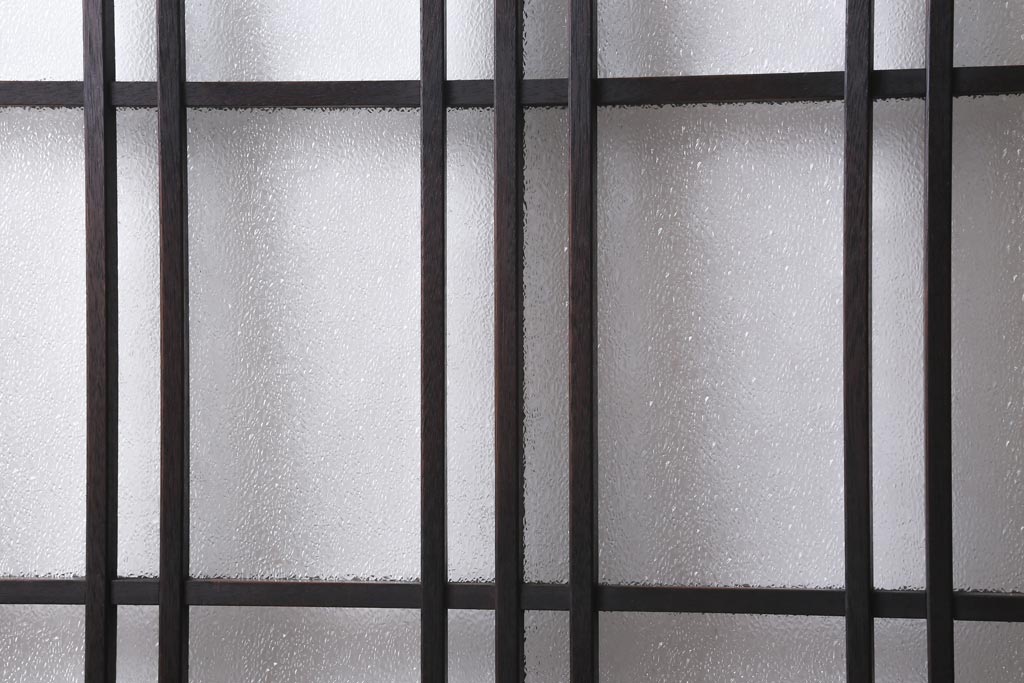 アンティーク建具　ダイヤガラス・当店オリジナルガラス入り　レトロな空間を彩るガラス戸2枚セット(引き戸、建具)(R-038795)