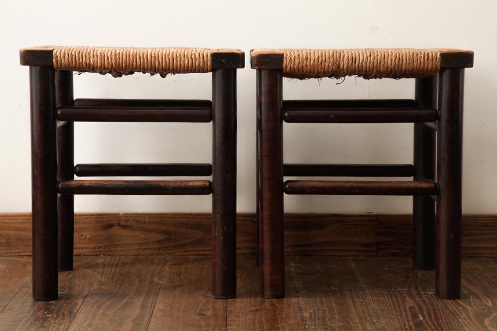 ビンテージ　松本民芸家具　ラッシスツール2脚セット(チェア、椅子)(R-038802)