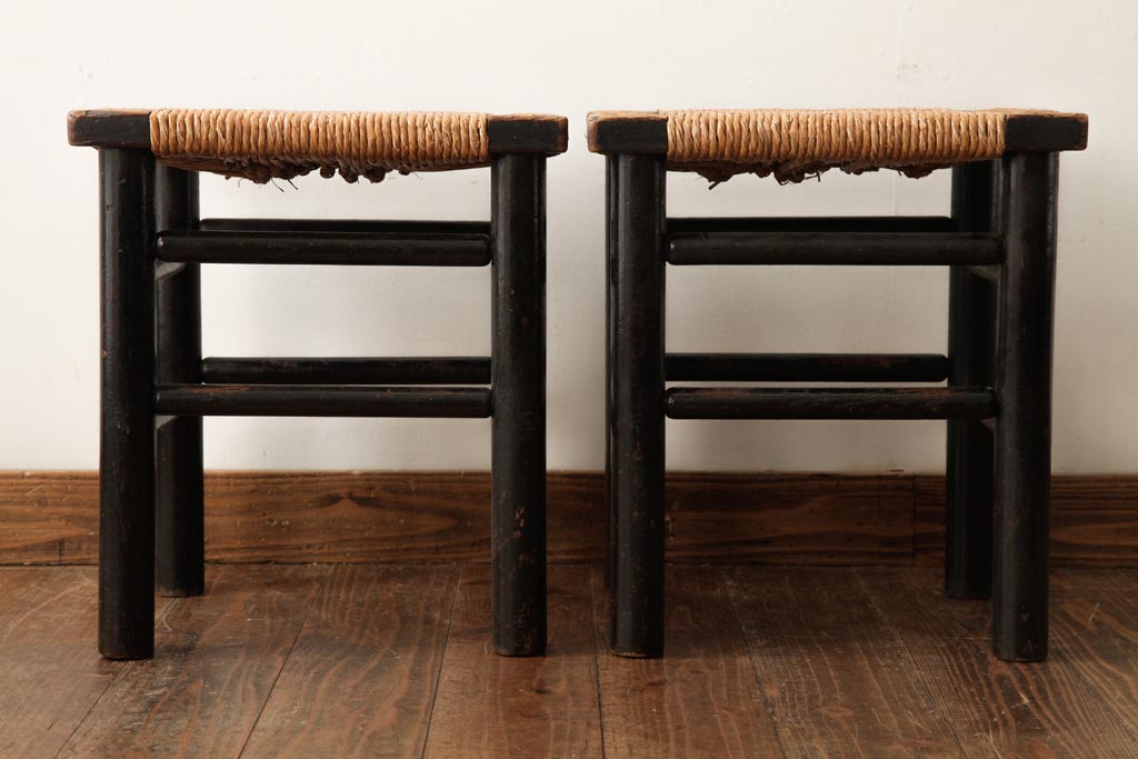 ビンテージ　松本民芸家具　ラッシスツール2脚セット(チェア、椅子)(R-038804)