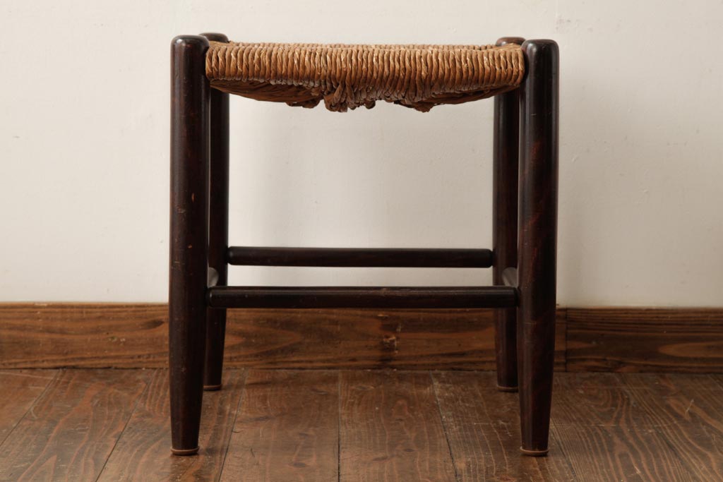 ビンテージ　松本民芸家具　和モダンなラッシスツール(チェア、椅子)(R-038805)