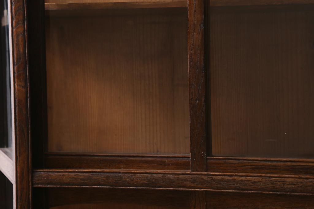 アンティーク家具　大正ロマン　前面栗材　レア!　縦型台形のガラスケース(ショーケース、陳列棚)(R-038864)