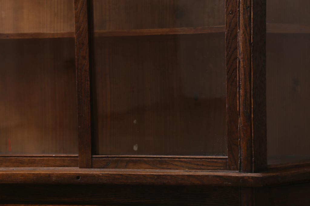 アンティーク家具　大正ロマン　前面栗材　レア!　縦型台形のガラスケース(ショーケース、陳列棚)(R-038864)