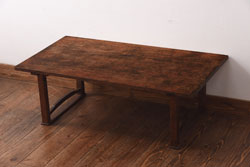 アンティーク家具　昭和初期　脚のデザインが粋な文机(座机、ローテーブル)(R-038874)