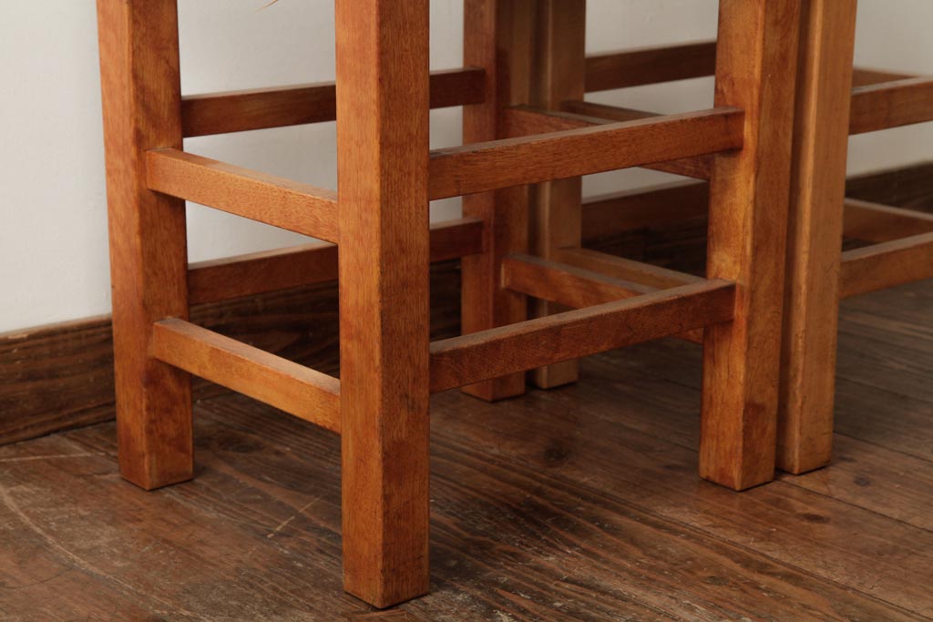 ビンテージ家具　松本民芸家具　初期モデル　ラッシスツール2脚セット(チェア、椅子)(R-038894)