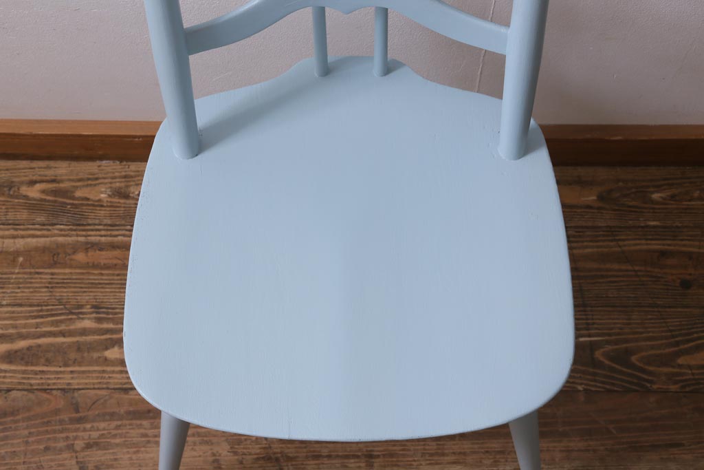 ヴィンテージ家具　イギリスビンテージ　ERCOL(アーコール)　アンティークペイント　希少!洗練された佇まいのラダーバックチェア(ダイニングチェア、椅子)(R-038908)