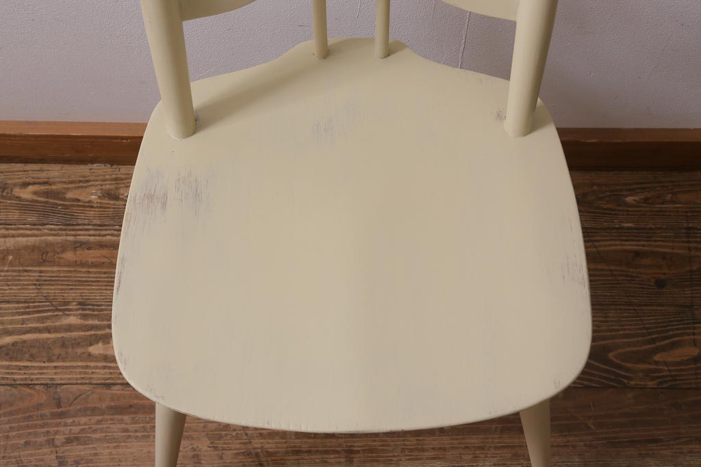 ヴィンテージ家具　イギリスビンテージ　ERCOL(アーコール)　アンティークペイント　希少!洗練された佇まいのラダーバックチェア(ダイニングチェア、椅子)(R-038910)