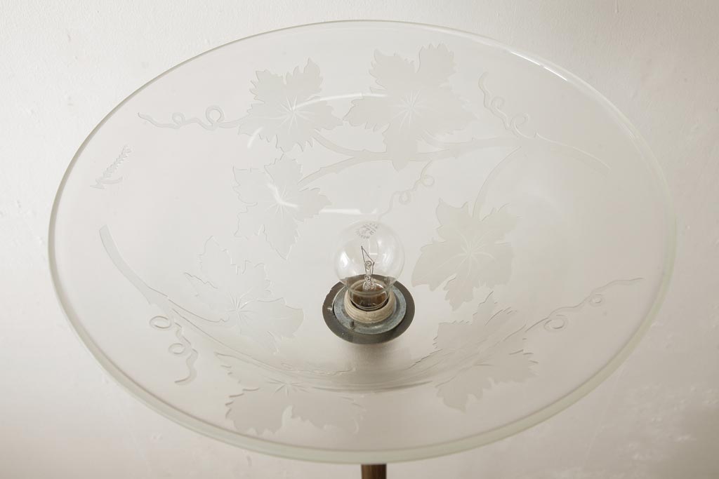 ヴィンテージ照明　アメリカビンテージ　フロストガラスのシェードが上品なフロアスタンド(フロアライト)(R-038995)