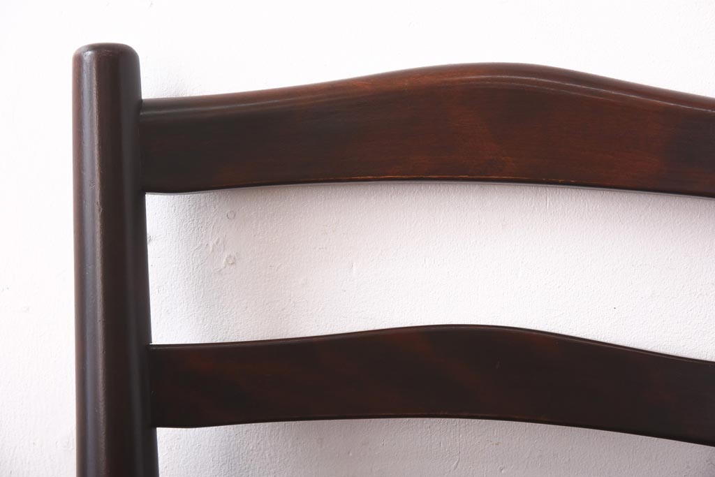 中古　松本民芸家具　シンプルなデザインが魅力的なラダーバックチェア(ダイニングチェア、椅子)(R-039020)