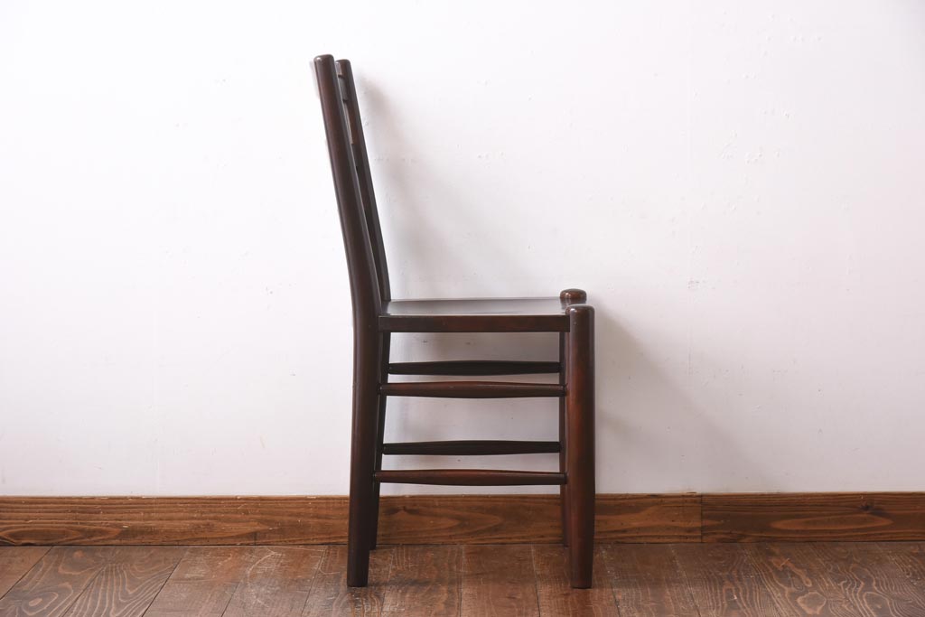 中古　松本民芸家具　シンプルなデザインが魅力的なラダーバックチェア(ダイニングチェア、椅子)(R-039022)