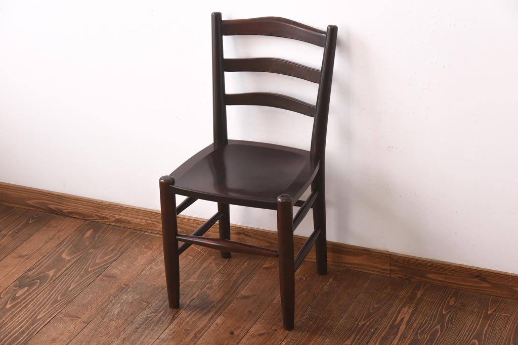 中古　松本民芸家具　シンプルなデザインが魅力的なラダーバックチェア(ダイニングチェア、椅子)(R-039024)