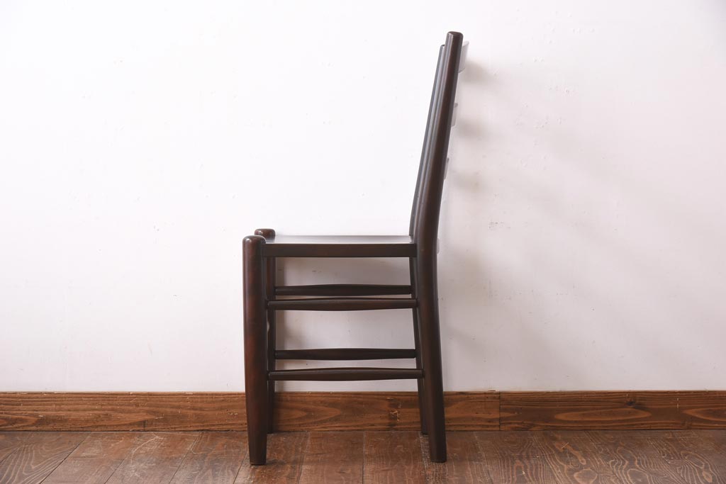 中古　松本民芸家具　シンプルなデザインが魅力的なラダーバックチェア(ダイニングチェア、椅子)(R-039024)