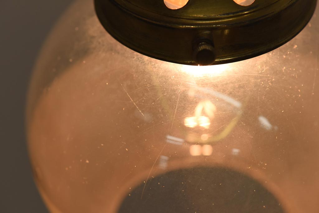 アンティーク照明　和製アンティーク　大正昭和初期　丸い形が愛らしいペンダントライト(吊り下げ照明)(R-039030)