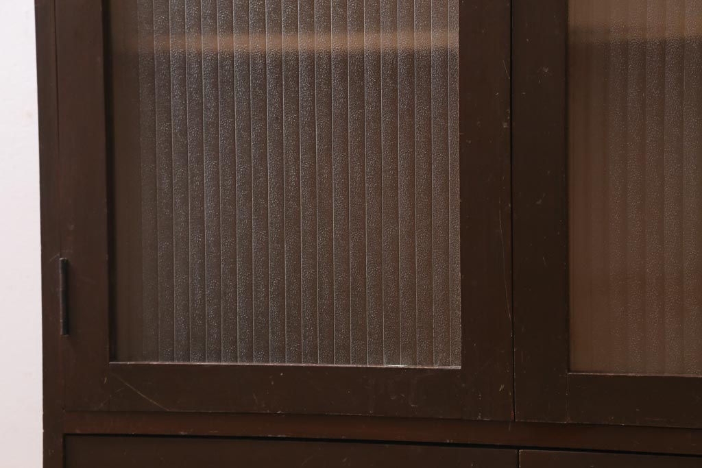 アンティーク家具　昭和レトロ　銀モールガラスの扉がお洒落な本箱(ブックケース、収納棚、キャビネット)(R-039060)