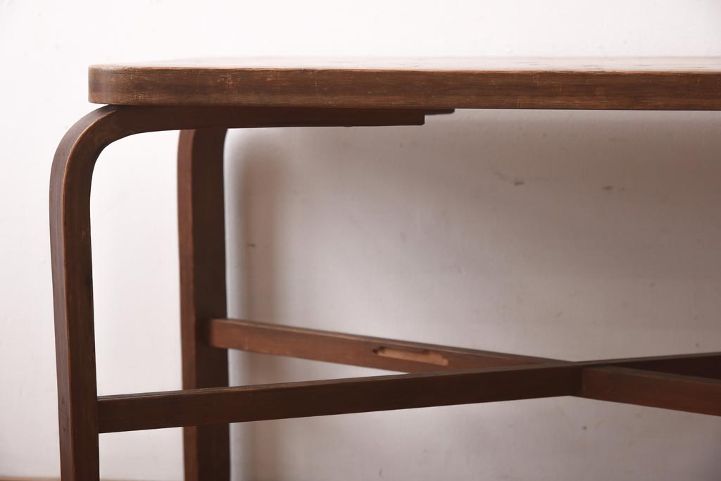 レトロ家具　和製ビンテージ　X字型の貫が印象的なサイドテーブル(飾り台)(R-039062)