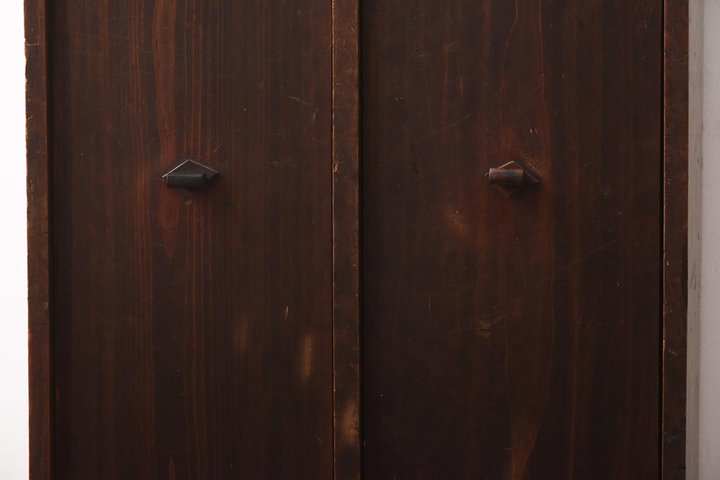 アンティーク家具　和製アンティーク　大正期　倹飩式の扉が風情ある戸棚(収納棚、キャビネット)(R-039067)