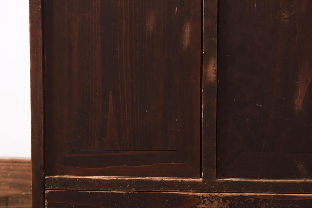 アンティーク家具　和製アンティーク　大正期　倹飩式の扉が風情ある戸棚(収納棚、キャビネット)(R-039067)