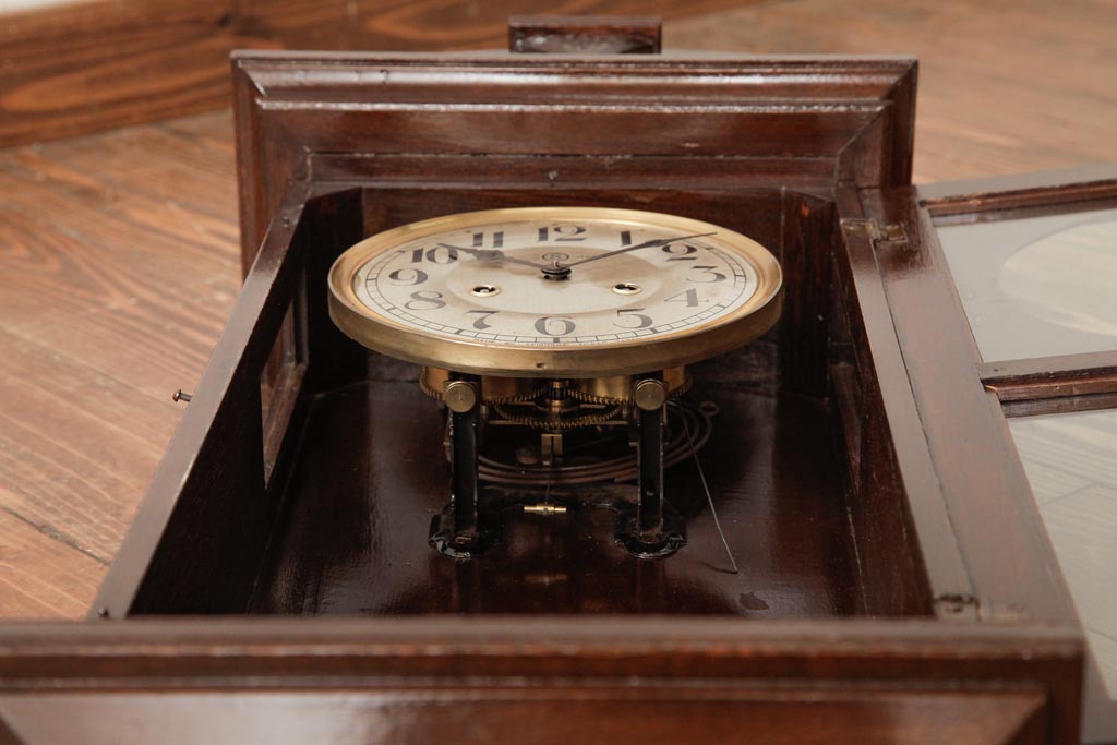 アンティーク雑貨　精工舎(SEIKOSHA、セイコー)　ゼンマイ式　取り外しができる上宮飾り付きの振り子柱時計(掛け時計、振り子時計、古時計)(R-039081)