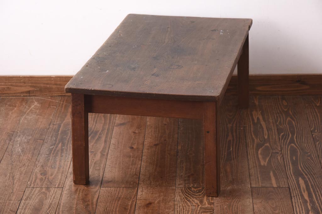 アンティーク家具　大正昭和初期　古い木の質感が味わい深い文机(座机、ローテーブル)(R-039090)
