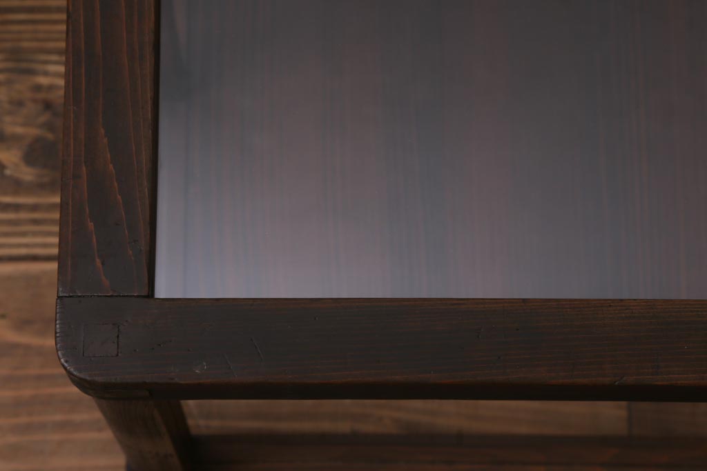 アンティーク家具　大正昭和初期　格子戸が目を惹くレトロな卓上ガラスケース(ショーケース、陳列棚)(R-039133)
